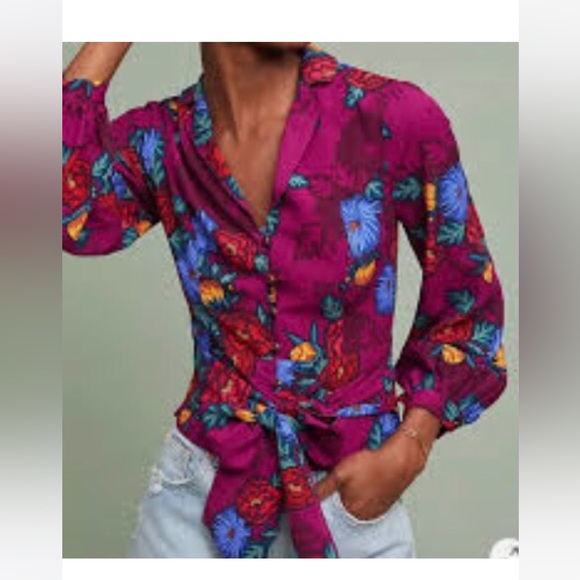 NWOT Anthropologie tie-up blouse. By Moulinette Soeurs. Sz 6. So colorful !! - Picture 5 of 10